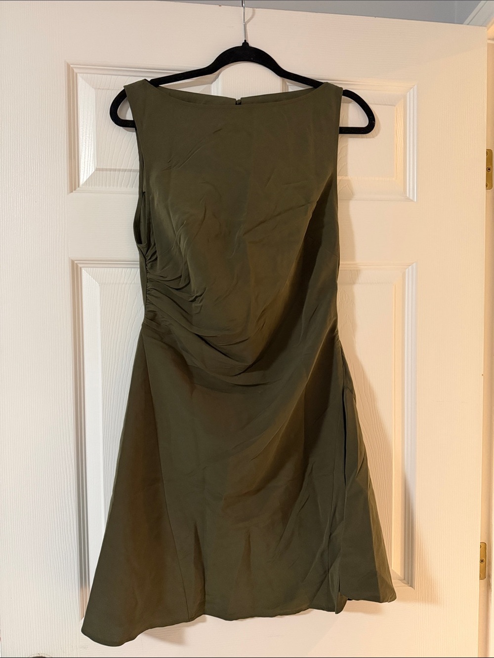 H&M Olive Green Draped Midi Dress